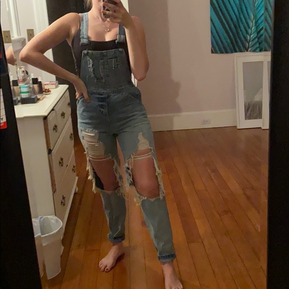 Carmar Light Blue Distressed Denim Overalls